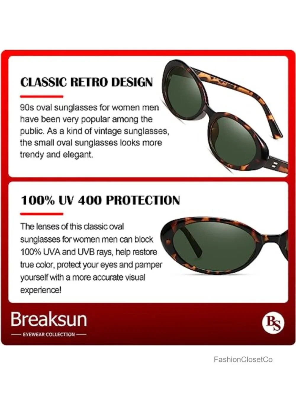 Retro Oval Sunglasses Small Cat Eye 90s Vintage UV400 Protection